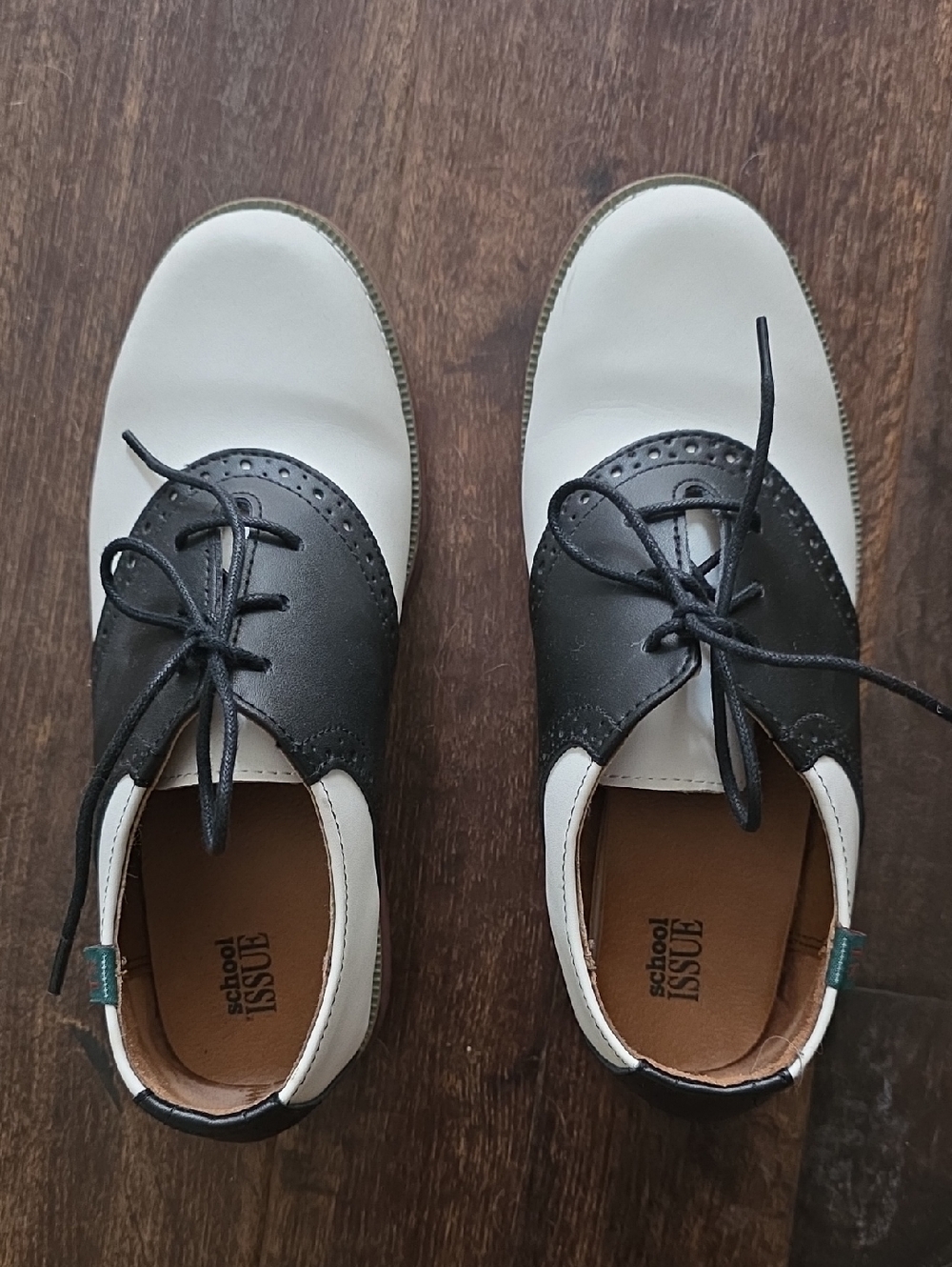 School Issue Black and White Saddle Oxfords